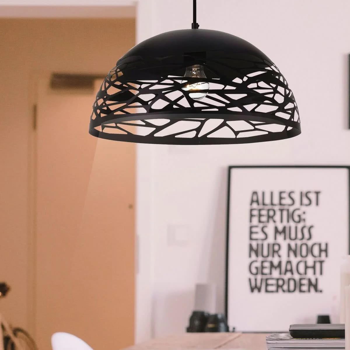 Lampada a sospensione a cupola in metallo industriale regolabile in altezza E27 Base Lampadario ritagliato per isola cucina, camera A37