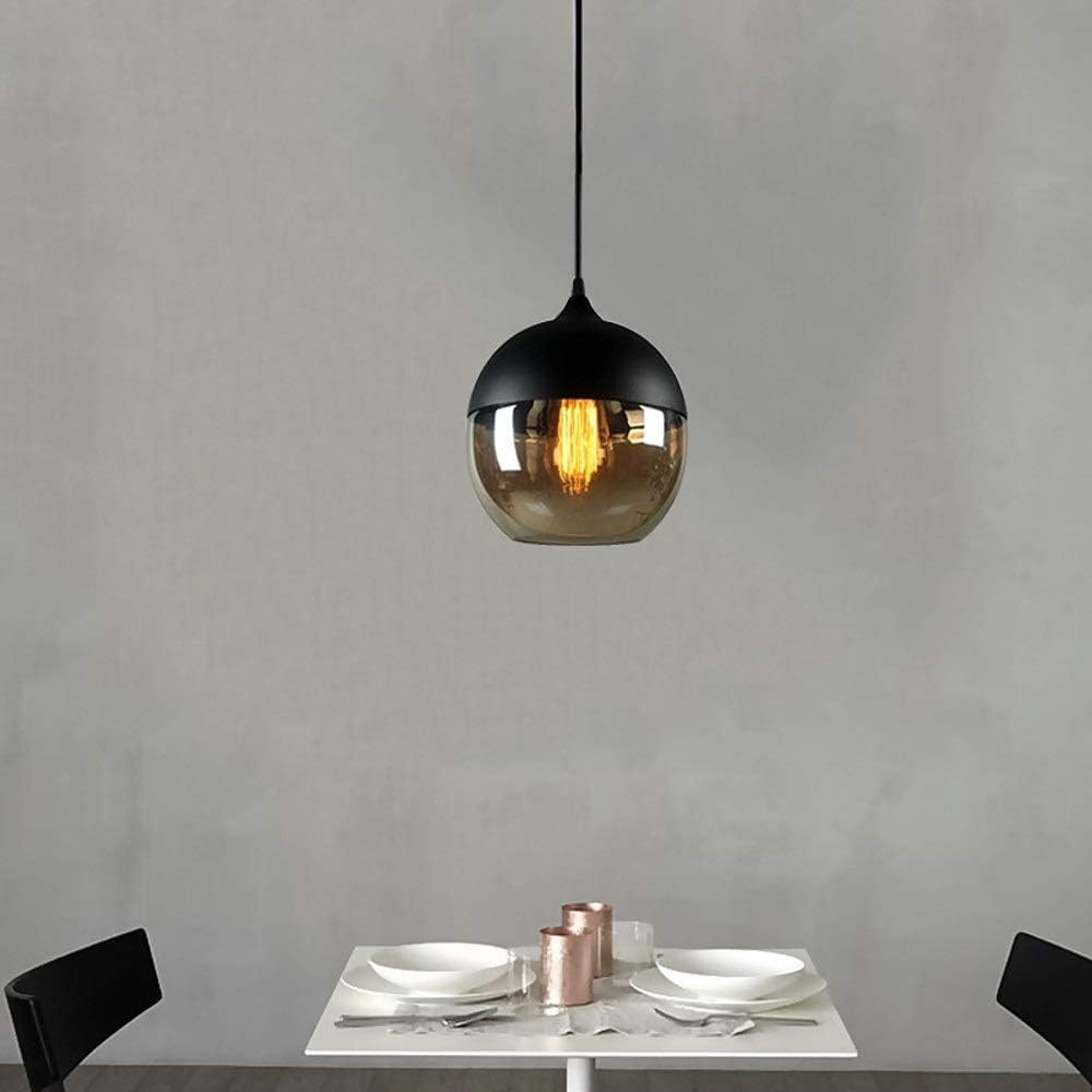Lampadario a Sospensione Industriale LP-12N, Attacco E27, Altezza Regolabile 120 cm, Paralume in Vetro e Alluminio, Ø21cm, Stile Moderno per Casa, Hotel, Corridoio, Supermercato LP-12N