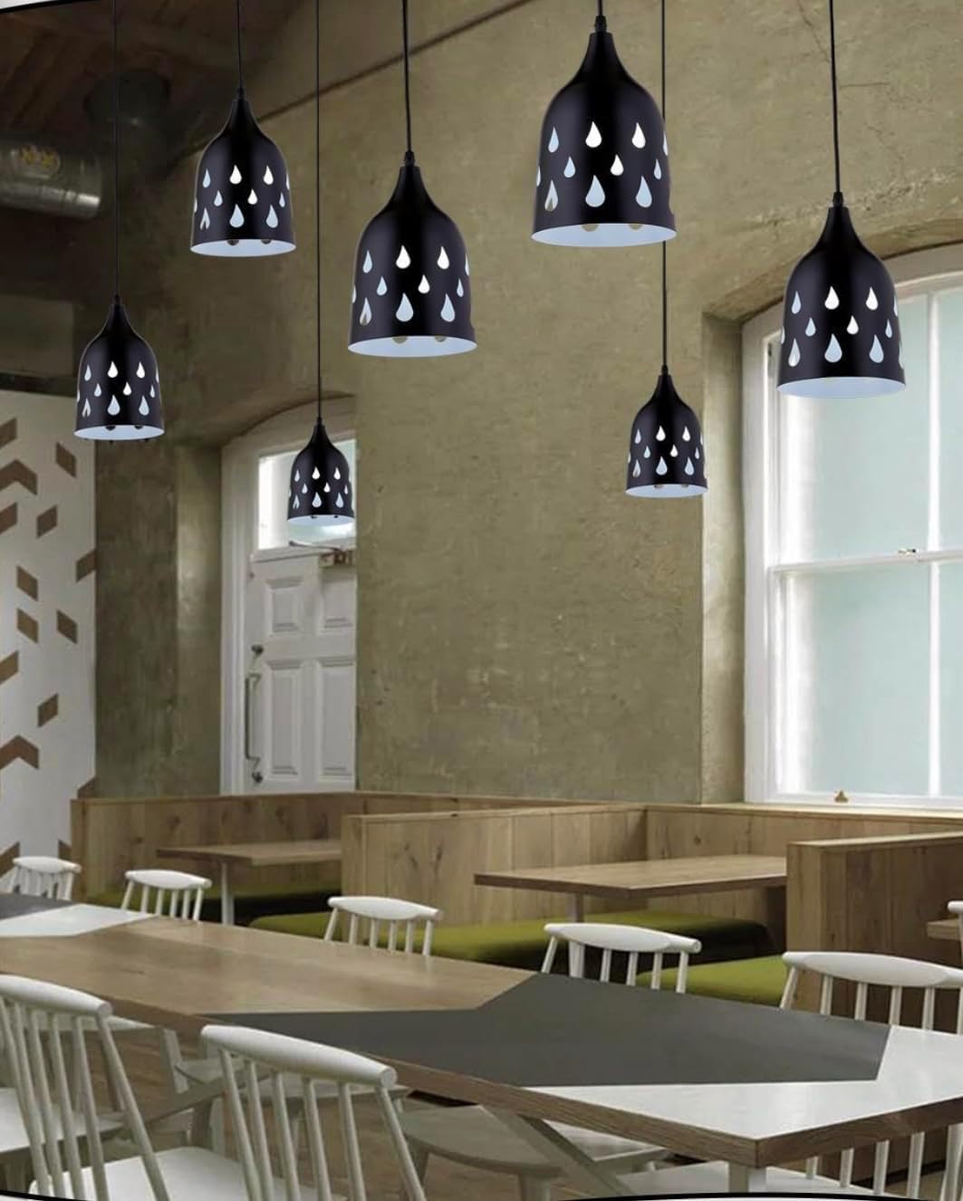 Lampadario da soffitto a sospensione traforato portalampada attacco E27 lampada B33