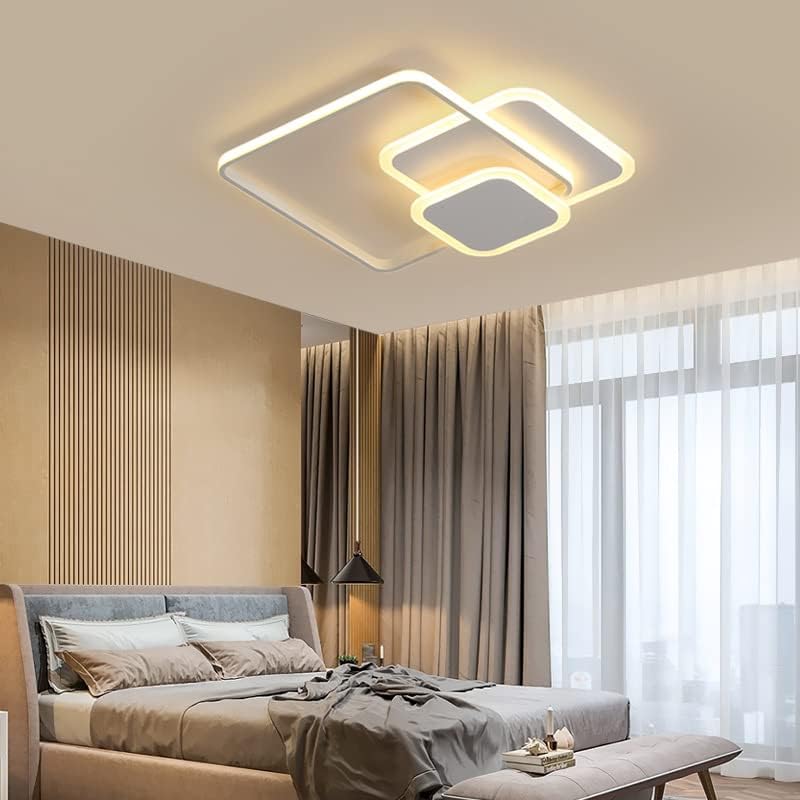 TEKHOME Plafoniera LED 48W Design Quadrato Sovrapposto Bianca Stile Moderno per Interni IP20 per Corridoio Soggiorno Camera da Letto C31-3C