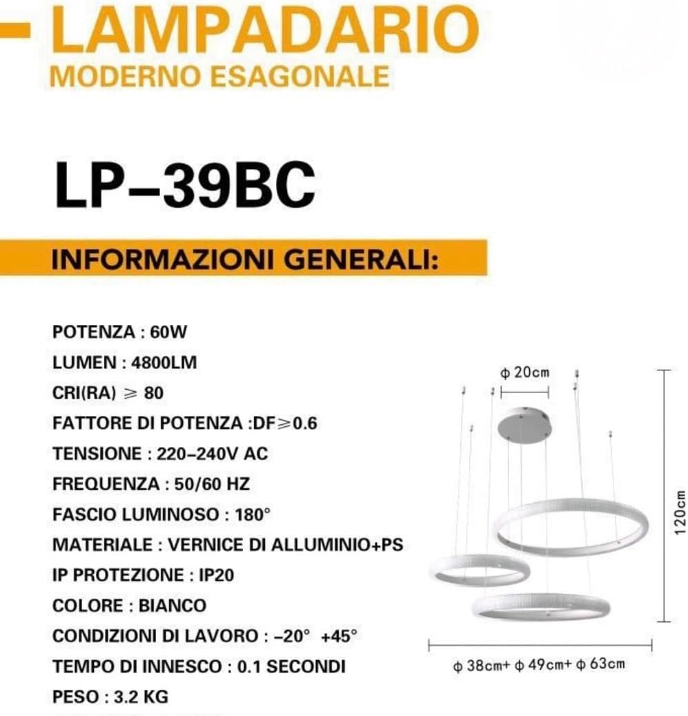 Lampadario LED Moderno Orbitale 60W LP-39