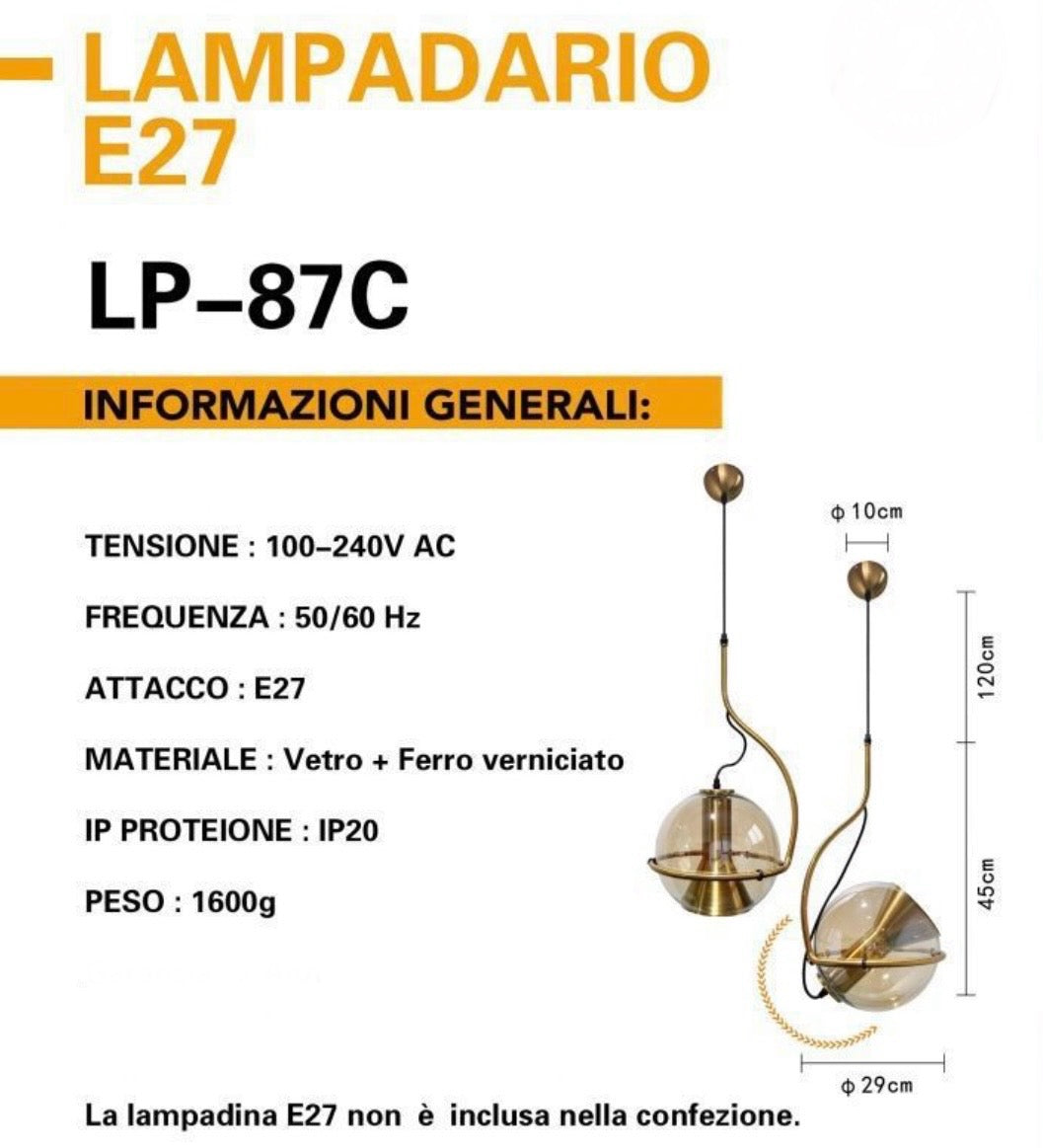 Lampadario a sospensione in vetro OBLO'LP-87