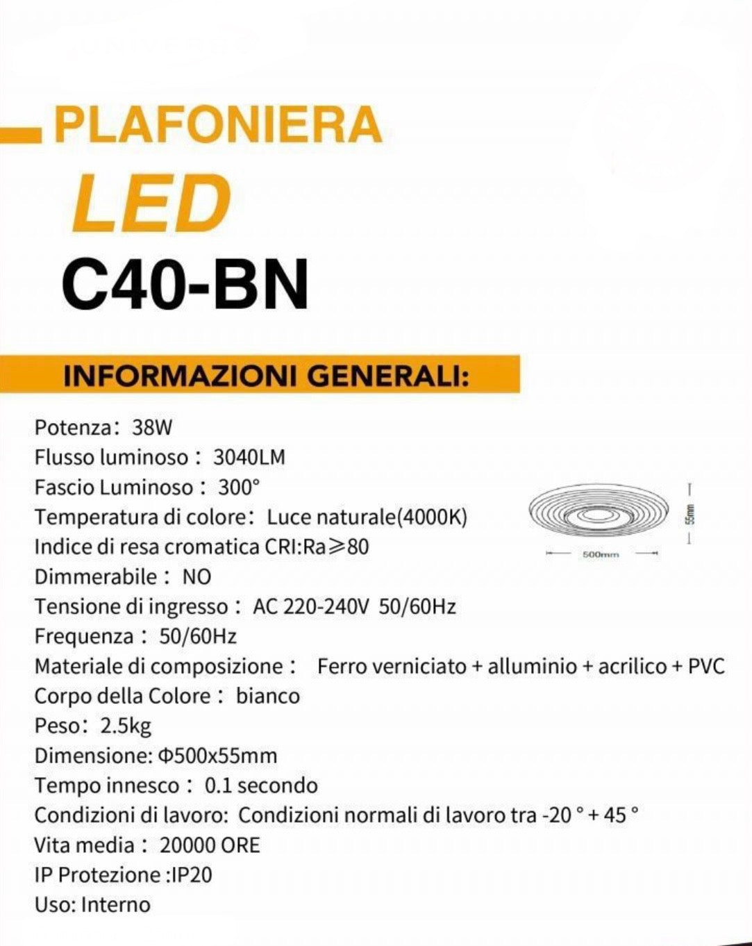 TEKHOME Plafoniera Lampadario da soffitto a led con Luci cerchio tonda Design Stile Moderno Lampada per Camera Cucina Salotto Locali Commerciali C40