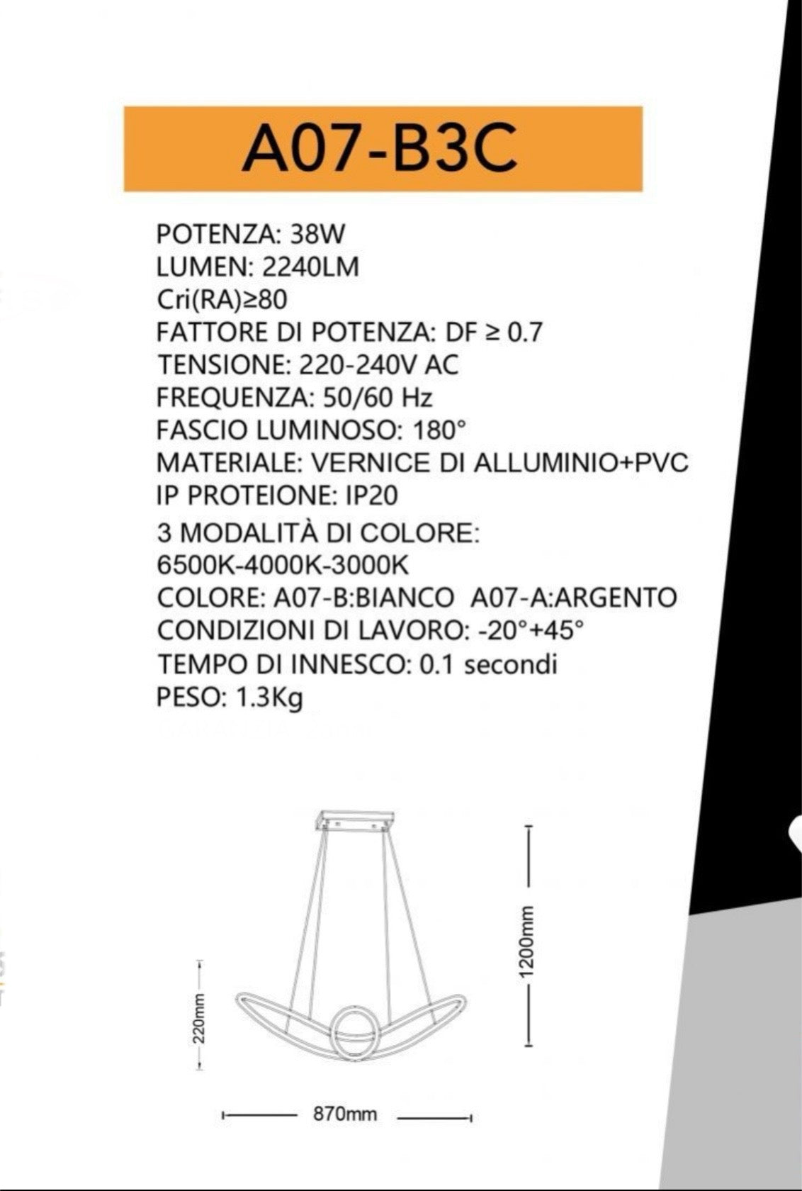 Lampadario LED Moderno FIOCCO 38W A07