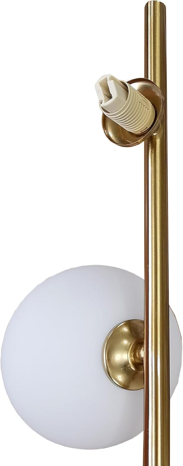 Lampada da tavolo Oro con sfere bolle bianche design moderno minimal (Lampada Tavolo 3 Sfere) D33