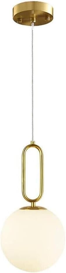 Lampadario a sospensione lampada moderna da soffitto con corpo in metallo color bronzo e sfera in vetro attacco per lampadina G9 (Oro, 1 Sfera struttura ovale) A96