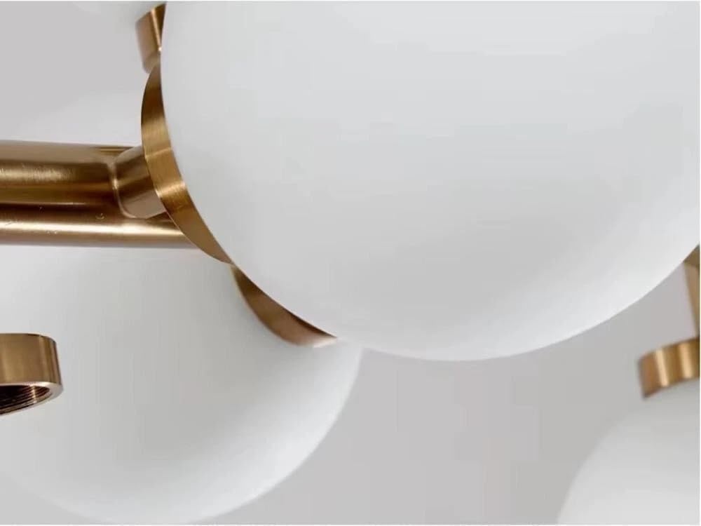 Lampadario a sospensione in metallo bronzo con 15 sfere sfera bianca attacco g9 B94