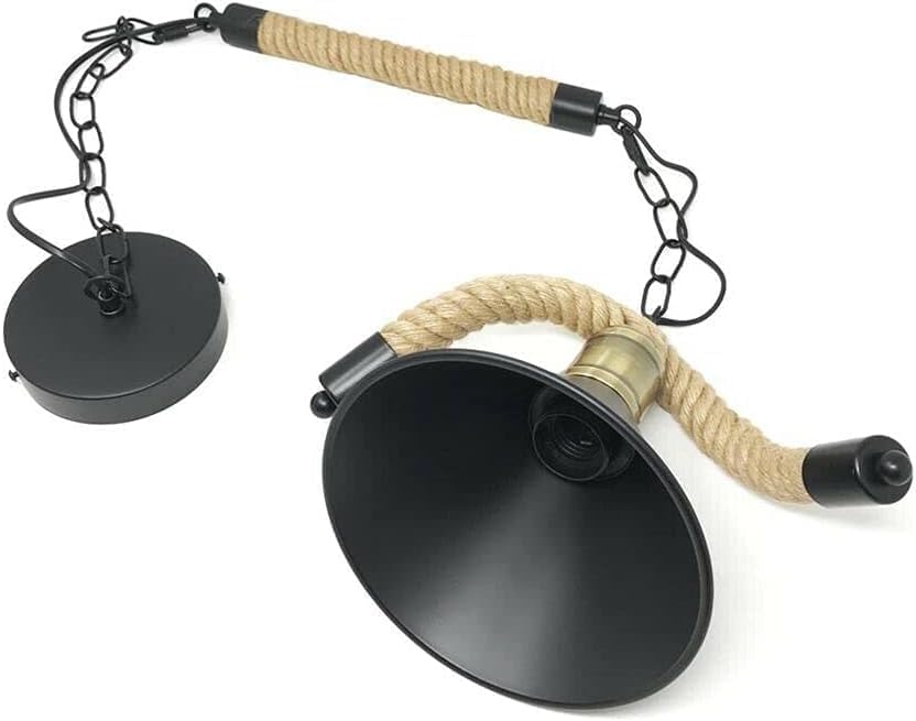 LAMPADARIO CORDA IN CANAPA PORTALAMPADA E27 PARALUME CAMPANA STILE RETRÒ B24-1