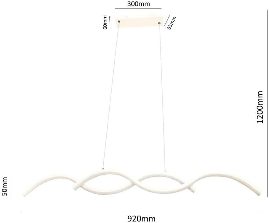 Lampadario LED Moderno a Sospensione, 25W 2000LM, Luce 3 COLORE 3000K,4000K,6500K, Design Ondulato Argento, in Alluminio e PVC, 920mm, Altezza Regolabile, per Sala da Pranzo Soggiorno Cucina A43