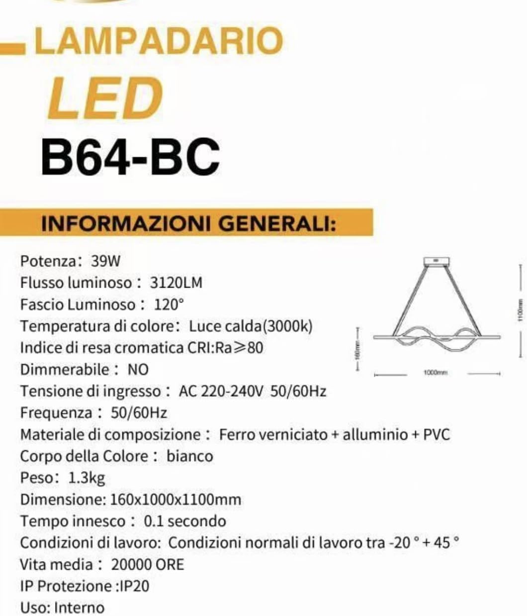 Lampadario LED Design Flowline 39W B64