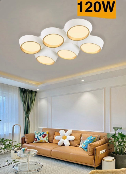 TEKHOME Plafoniera a led 120 watt lampadario da soffitto 6 cerchi irregolari luce 3000K 4000K 6500K C51