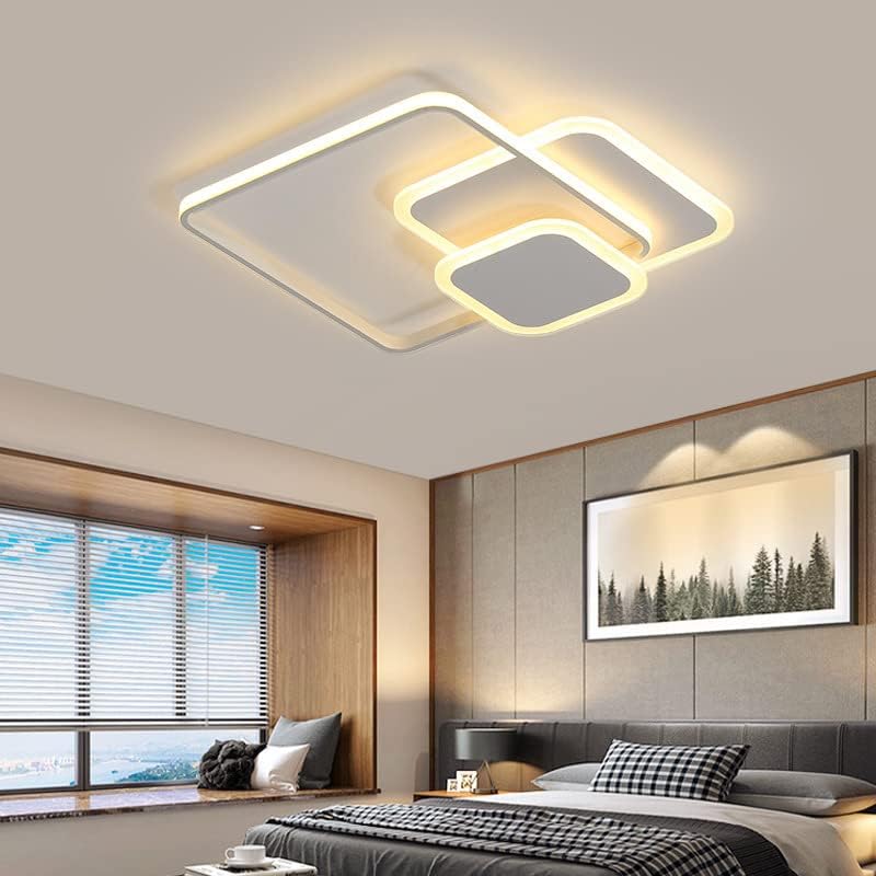 TEKHOME Plafoniera LED 48W Design Quadrato Sovrapposto Bianca Stile Moderno per Interni IP20 per Corridoio Soggiorno Camera da Letto C31-3C