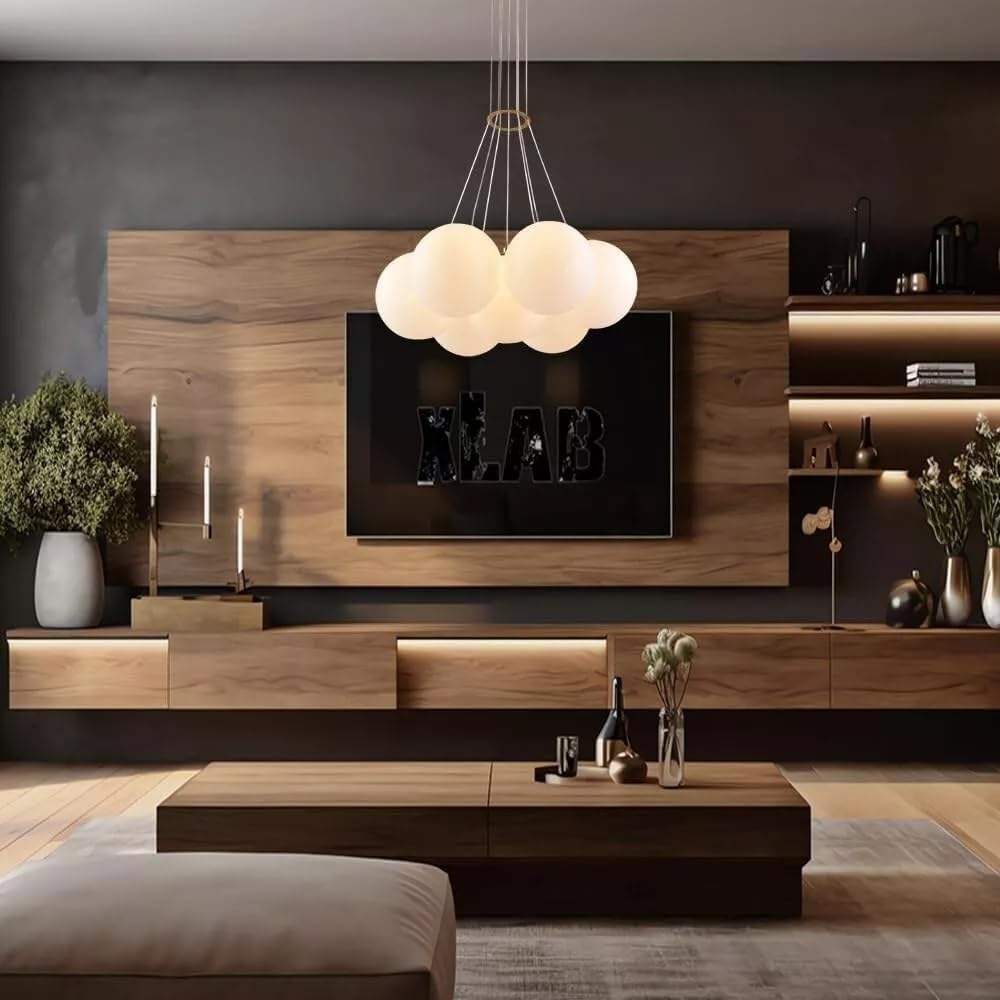 Lampadario a sospensione 7 sfere g9 sfera color bianco bronzo LP-84-7