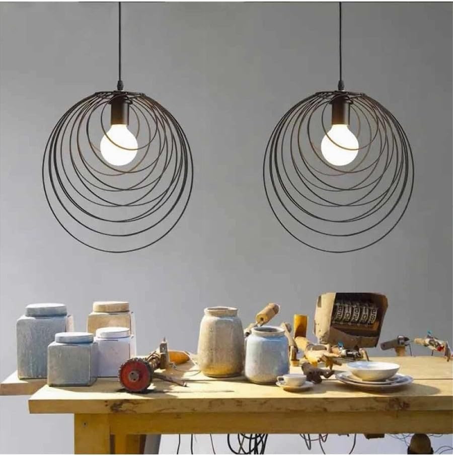 Lampadario A Sospensione Nero E27 Lampada Geometrica da Soffitto Decorativa B86
