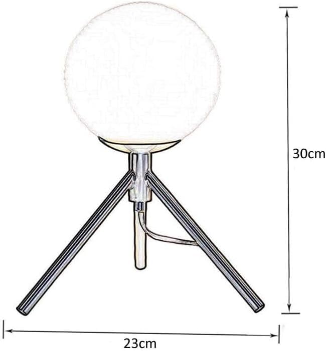 Lampada da Tavolo Minimalista Bronzo con sfera in Vetro Bianco Design Elegante per Illuminare e Decorare Spazi Interni Adatta a Comodini Scrivanie e Tavolini Altezza 30 cm (1 sfera con treppiede) D35