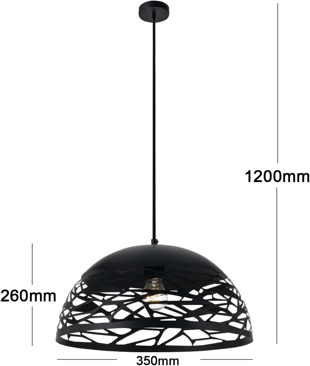 Lampada a sospensione a cupola in metallo industriale regolabile in altezza E27 Base Lampadario ritagliato per isola cucina, camera A37