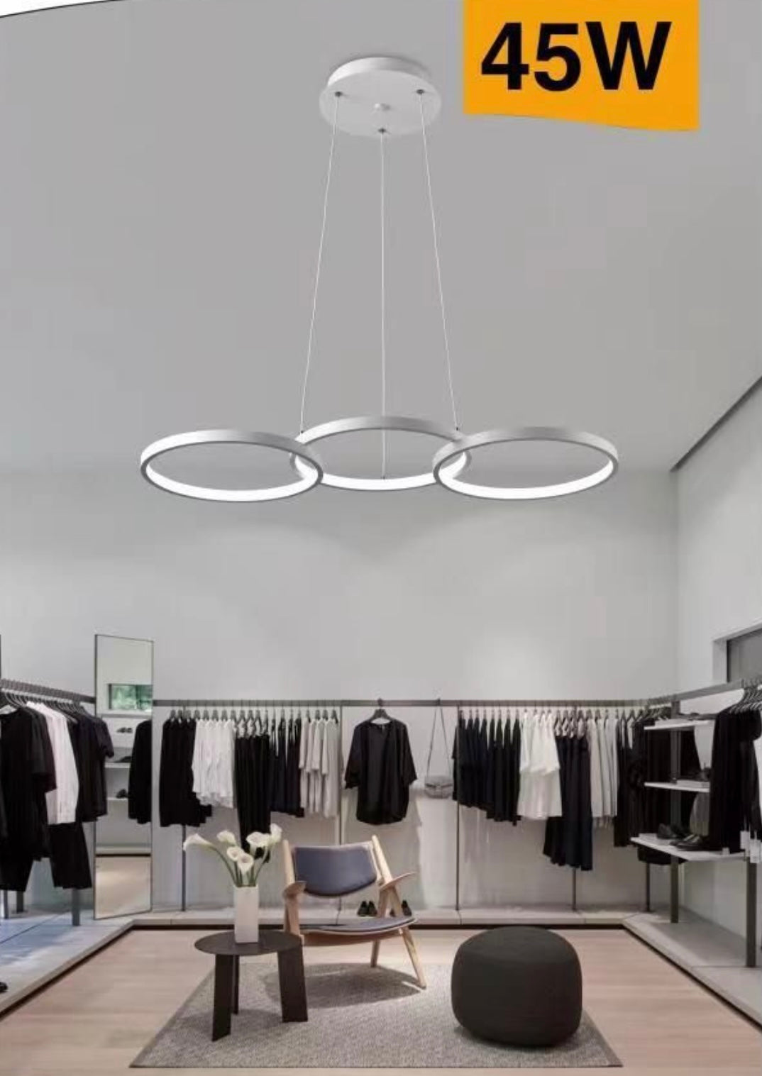 Lampadario a Sospensione LED 3 Cerchi 45watt B63