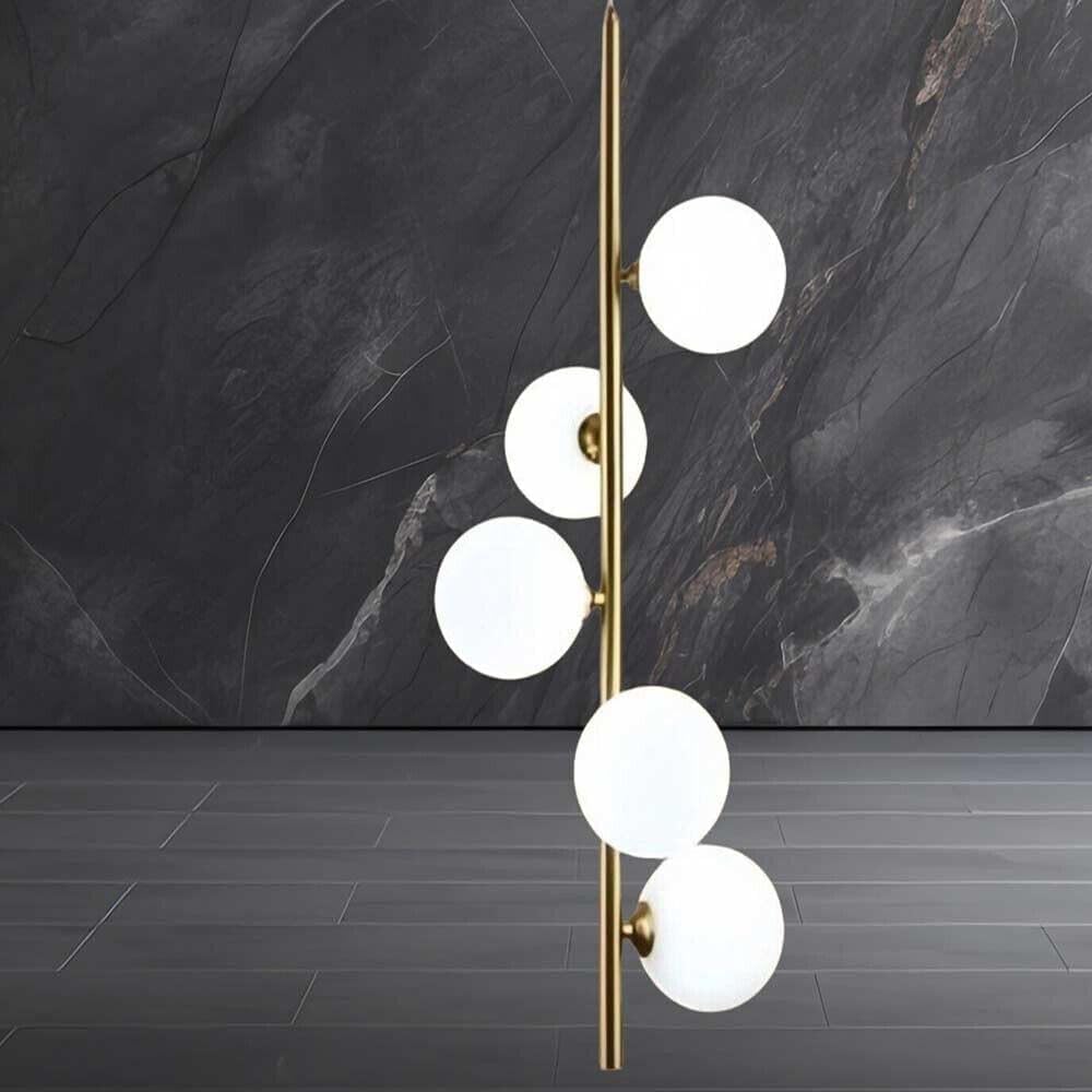 Lampadario a sospensione 5 sfere in vetro attacco G9 moderno bronzo A95