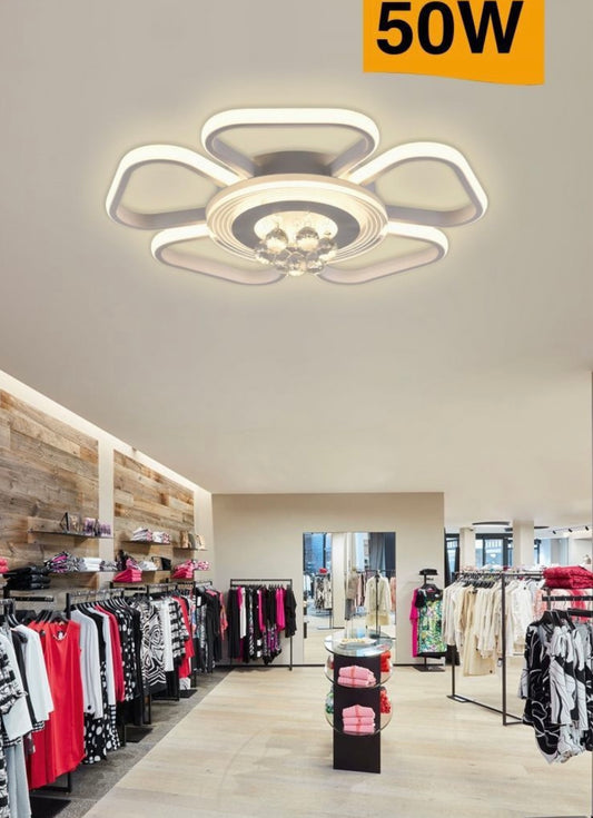 EKHOME Plafoniera led 50 watt a forma di fiore con pendenti in acrilico lampadario da soffitto lampada moderna bianca a luce fredda 6500k calda 3000k naturale 4000k C42