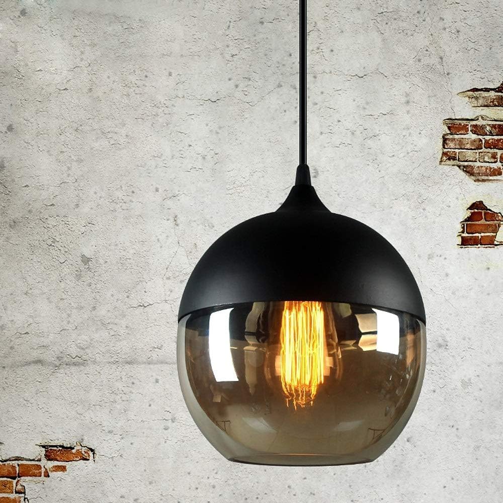 Lampadario a Sospensione Industriale LP-12N, Attacco E27, Altezza Regolabile 120 cm, Paralume in Vetro e Alluminio, Ø21cm, Stile Moderno per Casa, Hotel, Corridoio, Supermercato LP-12N