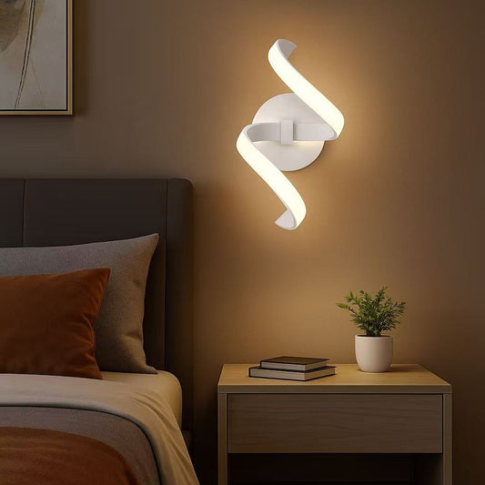 TEKHOME Applique LED da Parete 9W E58-B3C, Bianco, Dimmerabile, 3 Colori Selezionabili 3000K-4000K-6500K, Design Moderno a Onde per Camera, Soggiorno e Corridoio