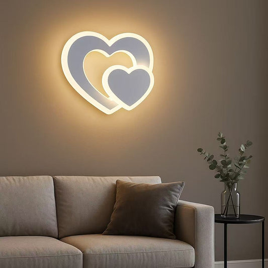 TEKHOME Applique LED Cuore 12W Moderna | 3 Colori Selezionabili 3000K-6500K | Lampada da Parete Bianca in Acrilico e Metallo | Illuminazione da Interno per Camera da Letto, Soggiorno, Corridoio E83