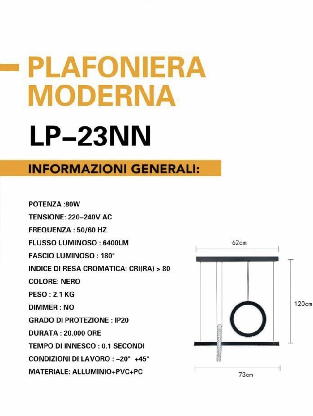 Lampadario LED Moderno EQUILIBRIA 35W LP-23