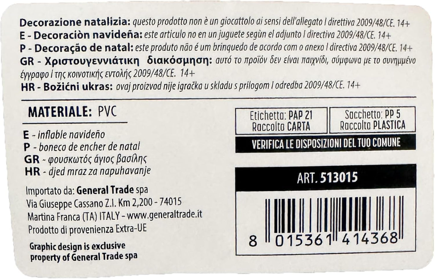 Palla Natalizia Gonfiabile 60 cm Oro – Decorazione Natalizia da Interno ed Esterno, Pallone Decorativo di Natale per Casa, Vetrina o Giardino 513015