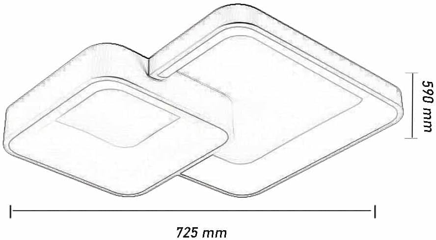 TEKHOME Plafoniera da soffitto a led 58 watt due quadrati lampadario cct tre colorazioni da 3000k a 6500k ideale per soggiorno, camera da letto, cucina e studio C59 (
