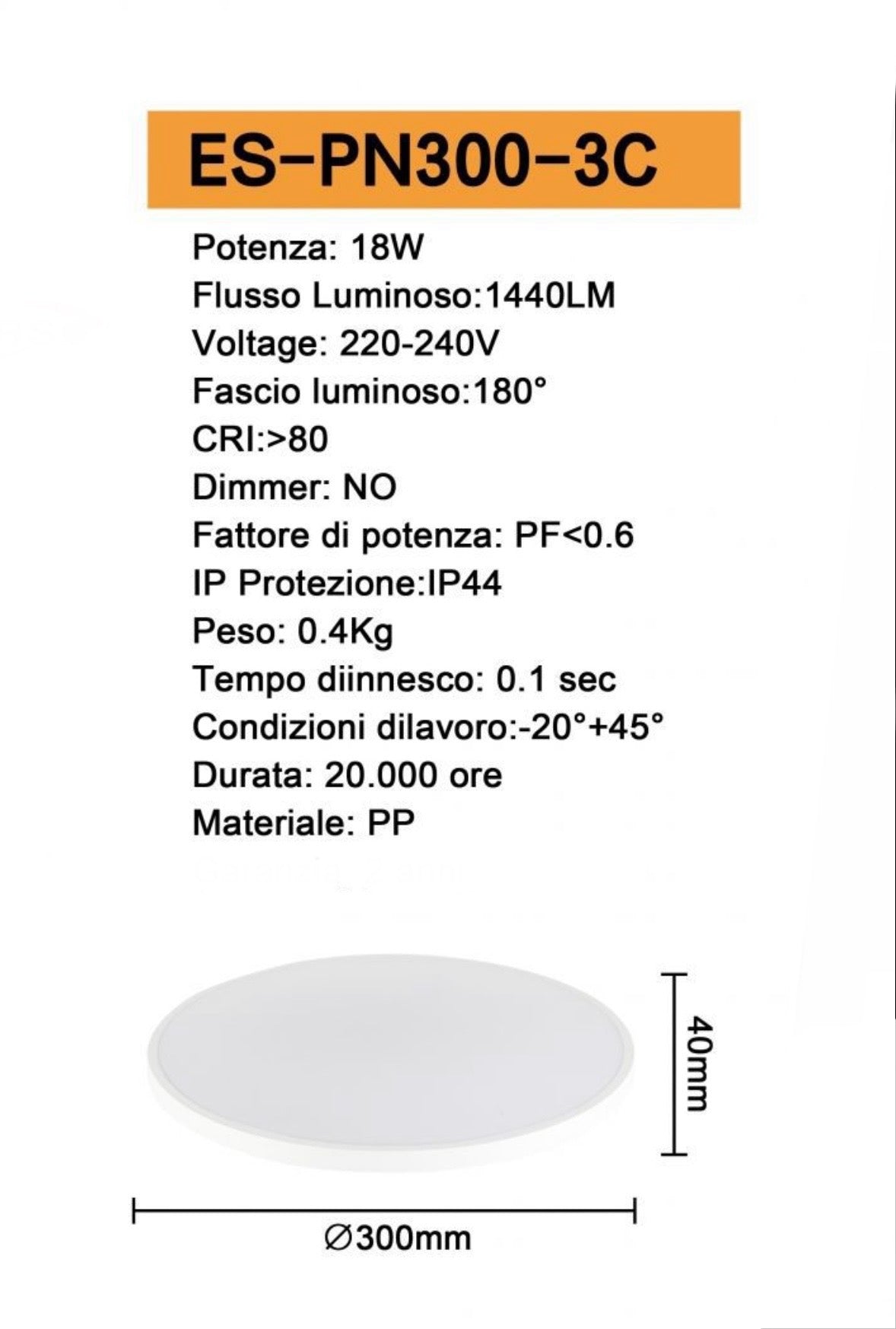 TEKHOME Plafoniera LED 18/32/42W, Lampada da soffitto per bagno IP44, 1440/2430/3620 lumen, 3colore della luce per Bagno, Cucina, Balcone ES-PN