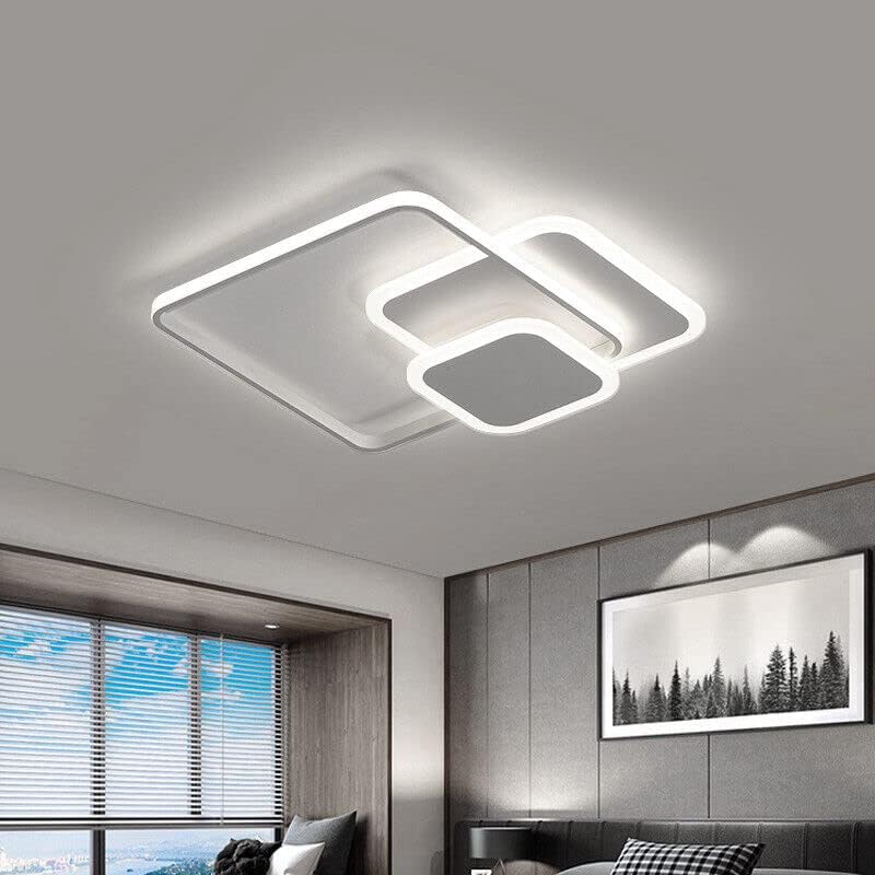TEKHOME Plafoniera LED 48W Design Quadrato Sovrapposto Bianca Stile Moderno per Interni IP20 per Corridoio Soggiorno Camera da Letto C31-3C