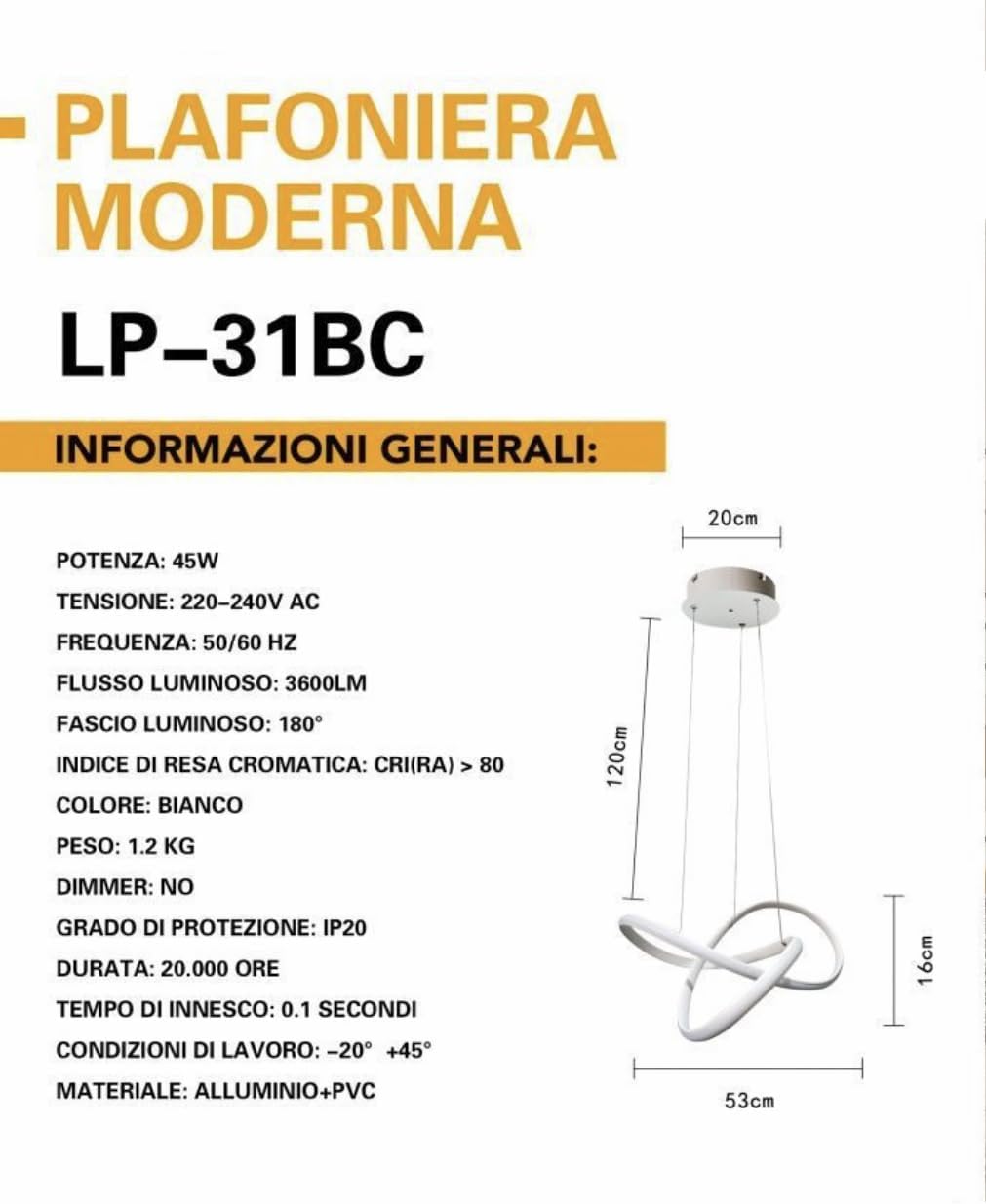 Lampadario moderno NODO 45W LP-31