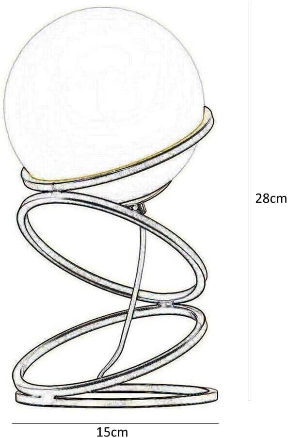 Lampada da tavolo comodino oro con sfera in vetro bianco design moderno lume dorato con cerchi D31