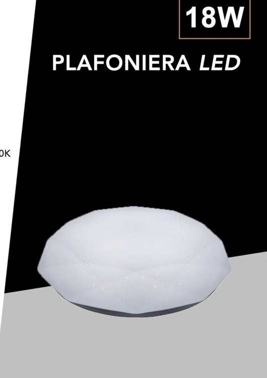 TEKHOME Plafoniera da soffitto forma diamante scocca a puntini trasparente da 18 24 e 36 watt con tecnologia CCT tre colorazione di luce con switch C02