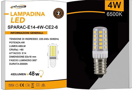 Lampadine LED E14 4W 480LM 6500K 10 Pezzi SPARAC-E14-4W-CE2-6