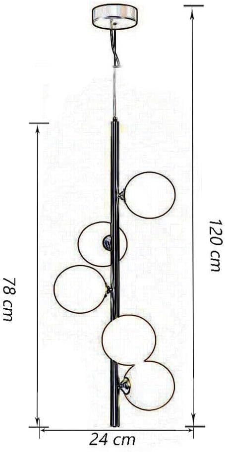 Lampadario a sospensione 5 sfere in vetro attacco G9 moderno bronzo A95