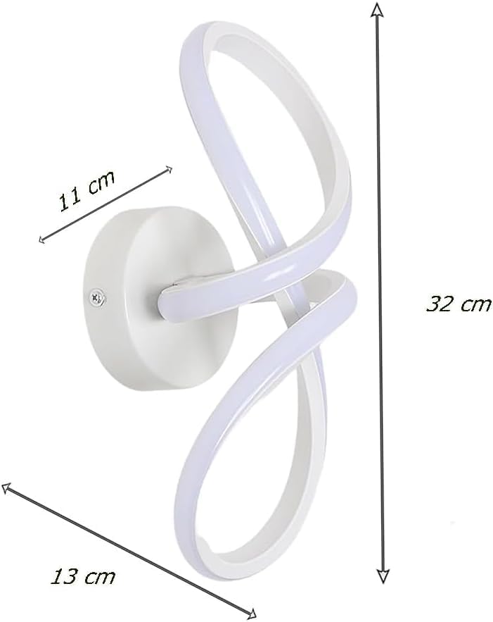 TEKHOME Applique LED da Muro 13W Moderno Bianco Forma a Nastro Infinito 3 Colori 3000K/4000K/6500K Lampada da Parete Interno Design Creativo AQ30-3C