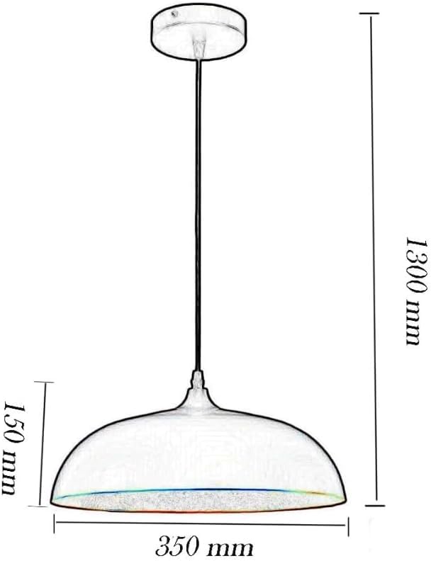 Lampadario a sospensione stile contemporaneo in metallo pendente a cupola attacco E27 luce tavolo cucina di colore nero o bianco Ø35 cm B90