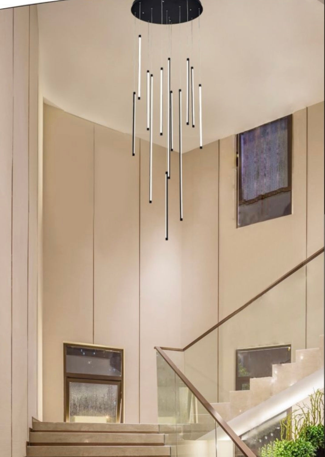 Lampadario Cascata moderno 105w bianco/nero LP-45