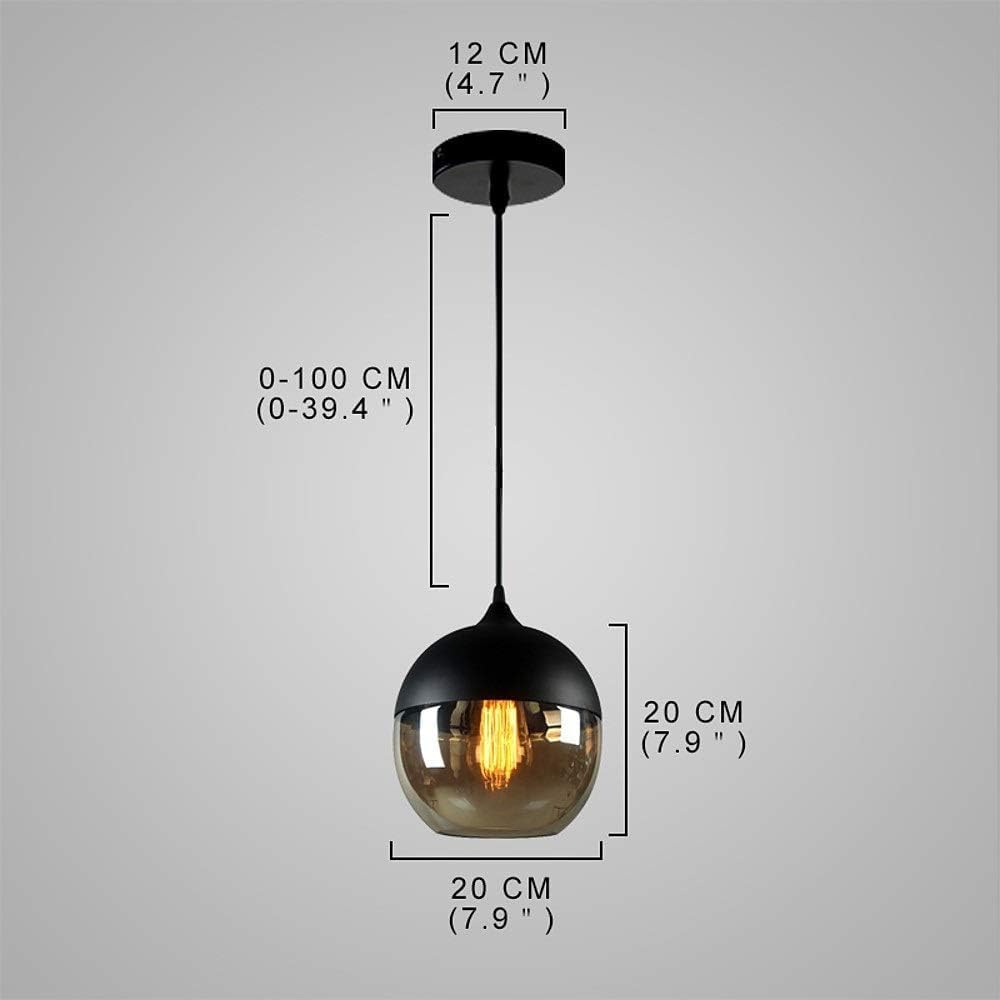 Lampadario a Sospensione Industriale LP-12N, Attacco E27, Altezza Regolabile 120 cm, Paralume in Vetro e Alluminio, Ø21cm, Stile Moderno per Casa, Hotel, Corridoio, Supermercato LP-12N