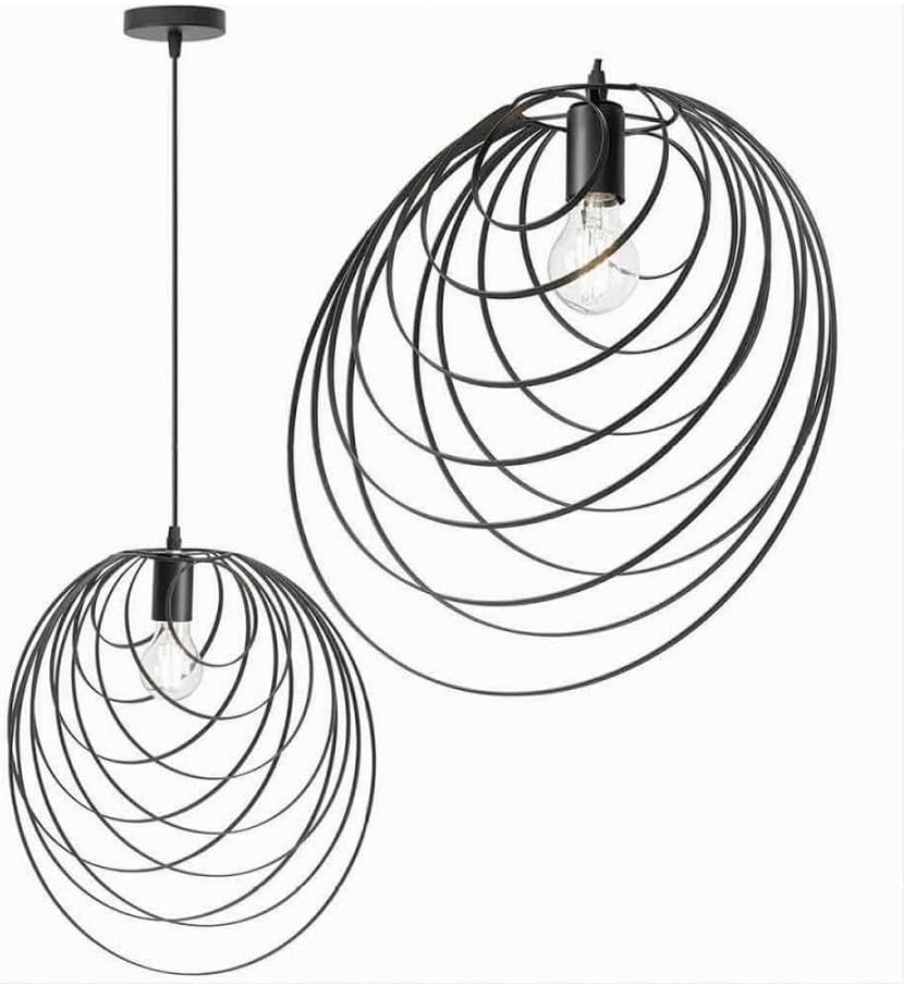Lampadario A Sospensione Nero E27 Lampada Geometrica da Soffitto Decorativa B86