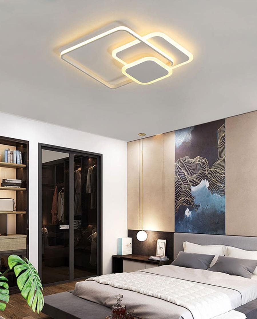 TEKHOME Plafoniera LED 48W Design Quadrato Sovrapposto Bianca Stile Moderno per Interni IP20 per Corridoio Soggiorno Camera da Letto C31-3C