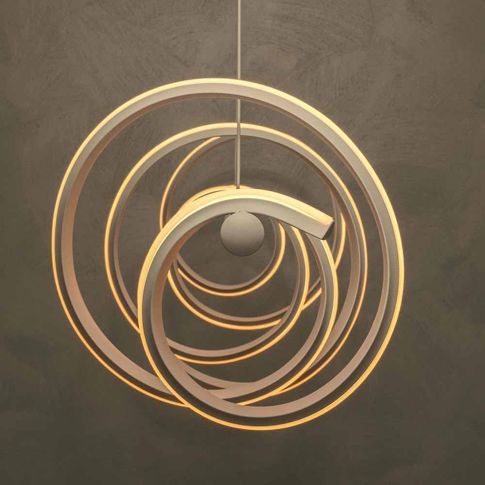 TEKHOME Lampadario led a sospensione 60 watt lampada twist bianco stilizzato luce fredda calda o naturale A68-B3C