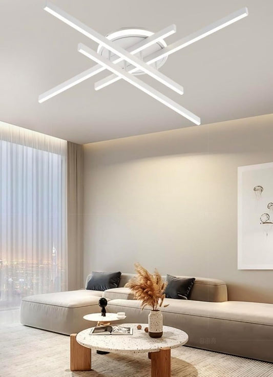 TEKHOME Lampadario da Soffitto LED 45W, CCT 3000K-6500K, 3 Colori Selezionabili, Corpo in Alluminio Bianco Sabbia/Nero, Plafoniera Rotonda Moderna per Interni, IP20 PN-21B3C