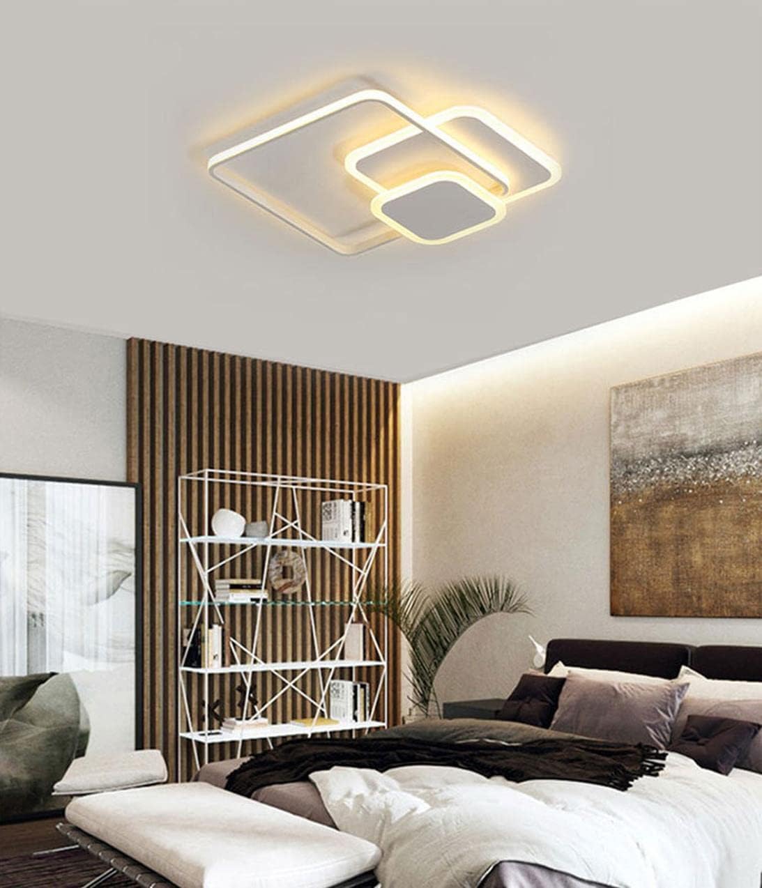 TEKHOME Plafoniera LED 48W Design Quadrato Sovrapposto Bianca Stile Moderno per Interni IP20 per Corridoio Soggiorno Camera da Letto C31-3C