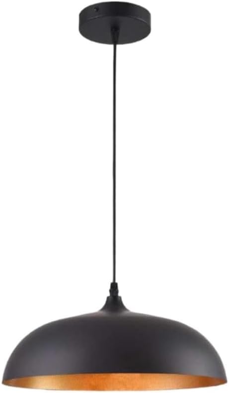 Lampadario a sospensione stile contemporaneo in metallo pendente a cupola attacco E27 luce tavolo cucina di colore nero o bianco Ø35 cm B90