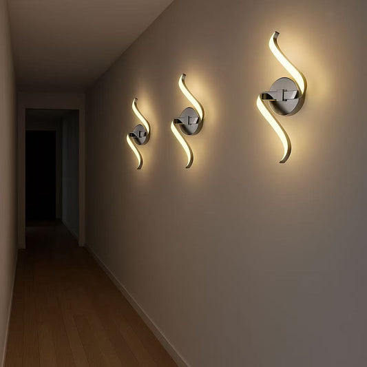 TEKHOME Applique LED da Parete 9W E58-A3C, Argento, Dimmerabile, 3 Colori Selezionabili 3000K-4000K-6500K, Design Moderno a Onde per Camera, Soggiorno e Corridoio