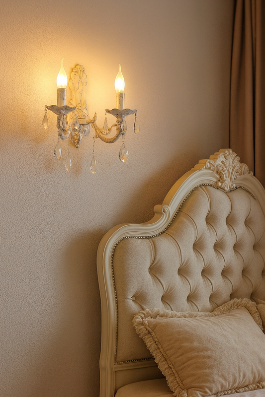 TEKHOME Applique da Parete Moderna a 2 Luci con Doppio Braccio Orientabile, Design Elegante in Oro e Bianco, Vetro Trasparente, Attacco E14 40W, per Interni, 35cm, FINALITÀ (Senza Lampadine) E01-2