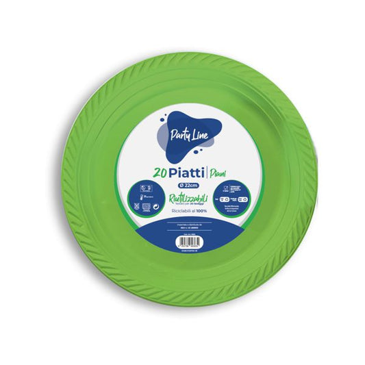 Party Piatti piani 22cm plastica colorati confezioni di 20pz