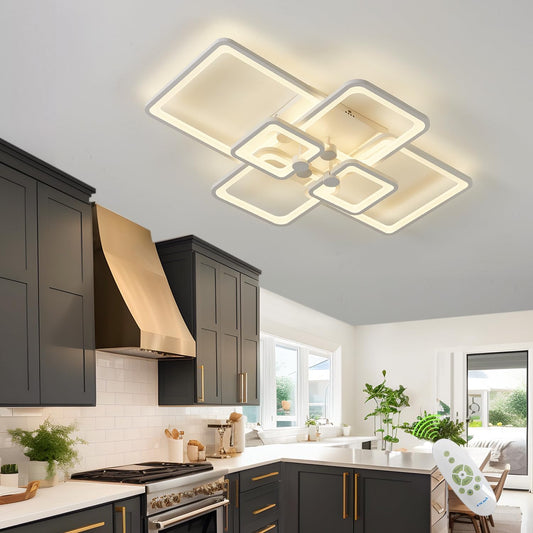 TEKHOME Plafoniera LED Soffitto, Lampada da Soffitto LED 3000K-6500K Plafoniera Soggiorno Moderna, Rettangolare Luce a soffitto da per Camera da Letto (80CM, White) C26-B3C